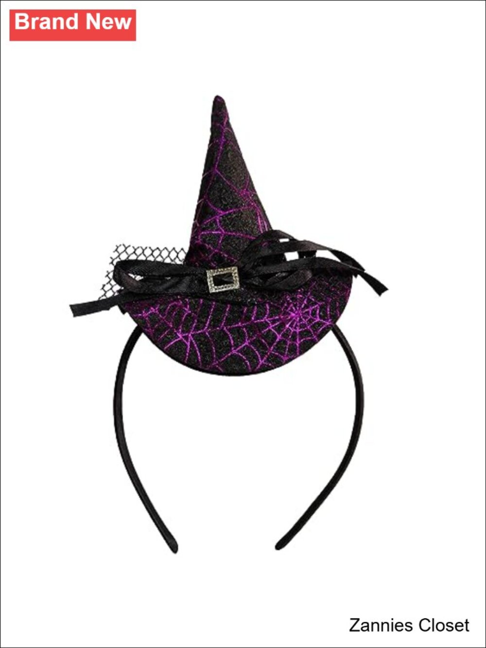 👻 Halloween Witch Hat Headband Glitter Spider Web Hair Accessory Cosplay